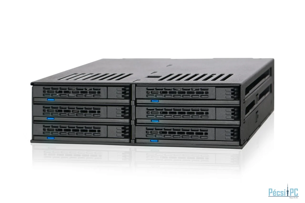 IcyDock ExpressCage MB326SP-1B 6-Bay 2.5” SATA/SAS SSD/HDD Hot-Swap Mobile Rack Enclosure with Tool-Less SSD Mounting System for 5.25” Drive Bay (6 x SATA 7pin)