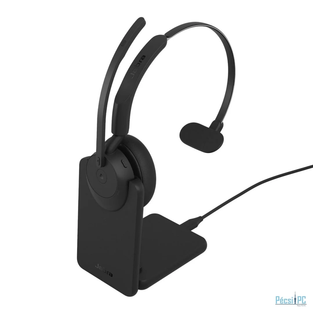 Jabra Evolve3 45 MS Mono Link 390c Wireless Bluetooth Headset + Stand Black