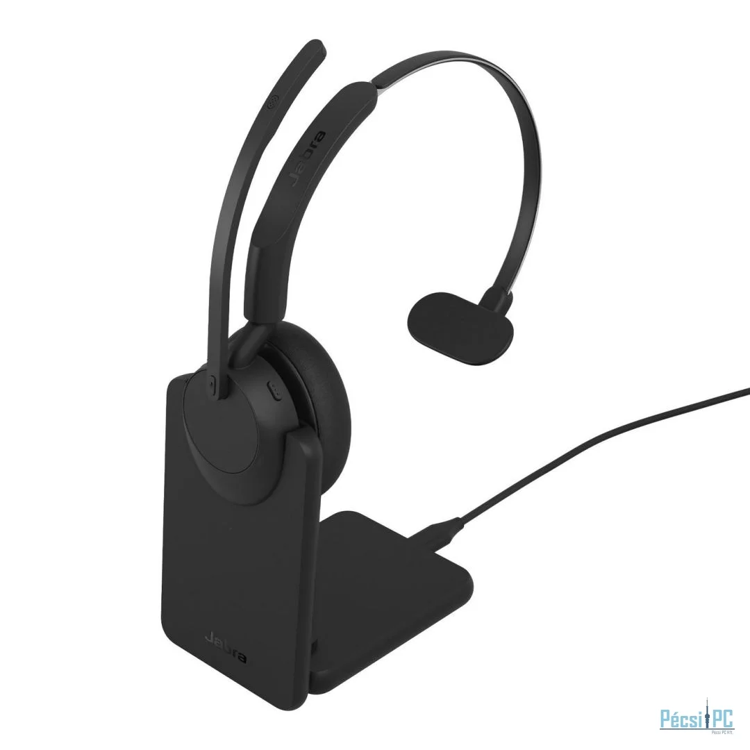 Jabra Evolve3 45 UC Mono Link 390a Wireless Bluetooth Headset + Stand Black