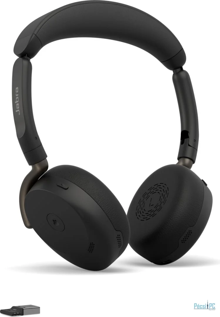 Jabra Evolve3 65 Flex MS Stereo Link390a Wireless Bluetooth Headset + Wireless Charger Black