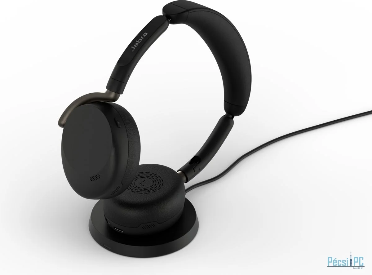 Jabra Evolve3 65 Flex UC Stereo Link390c Wireless Bluetooth Headset + Wireless Charger Black