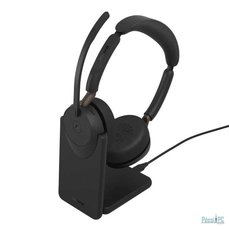Jabra Evolve3 65 MS Stereo Link 390a Wireless Bluetooth Headset + Stand Black