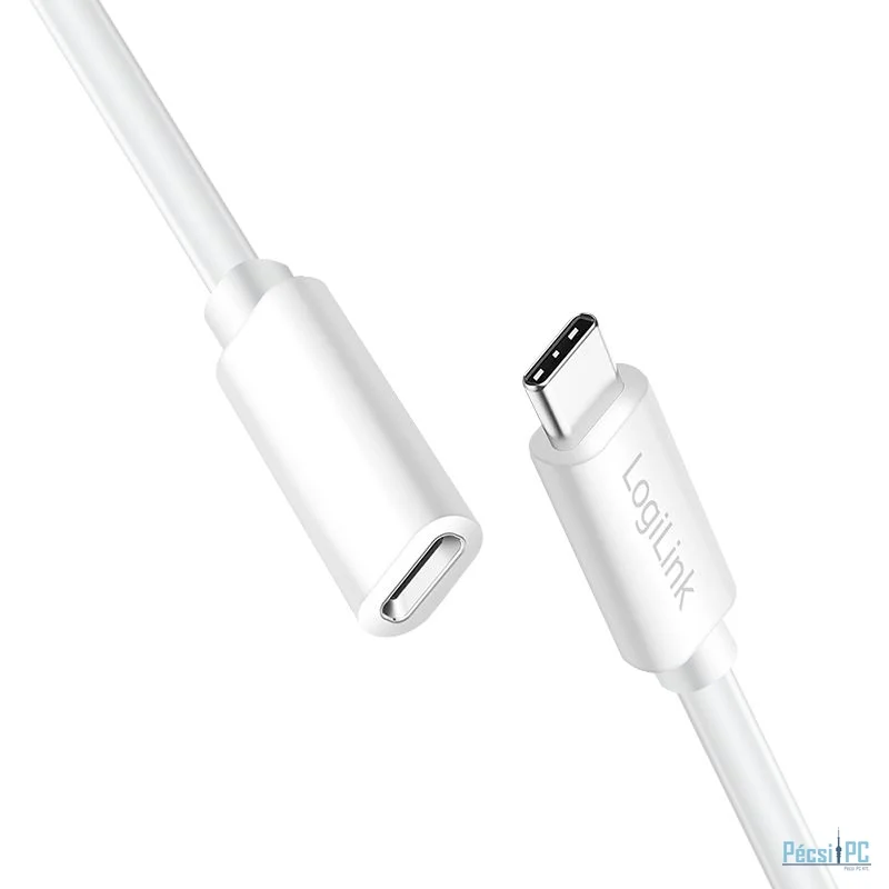 Logilink USB 2.0 Type-C cable C/M to C/F 100W 1m White