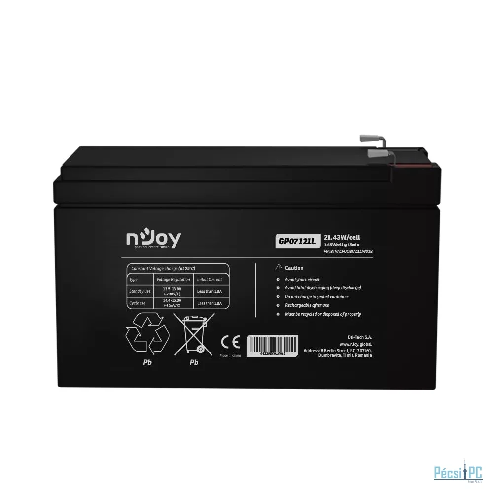 Njoy 12V/7Ah szünetmentes akkumulátor 1db/csomag