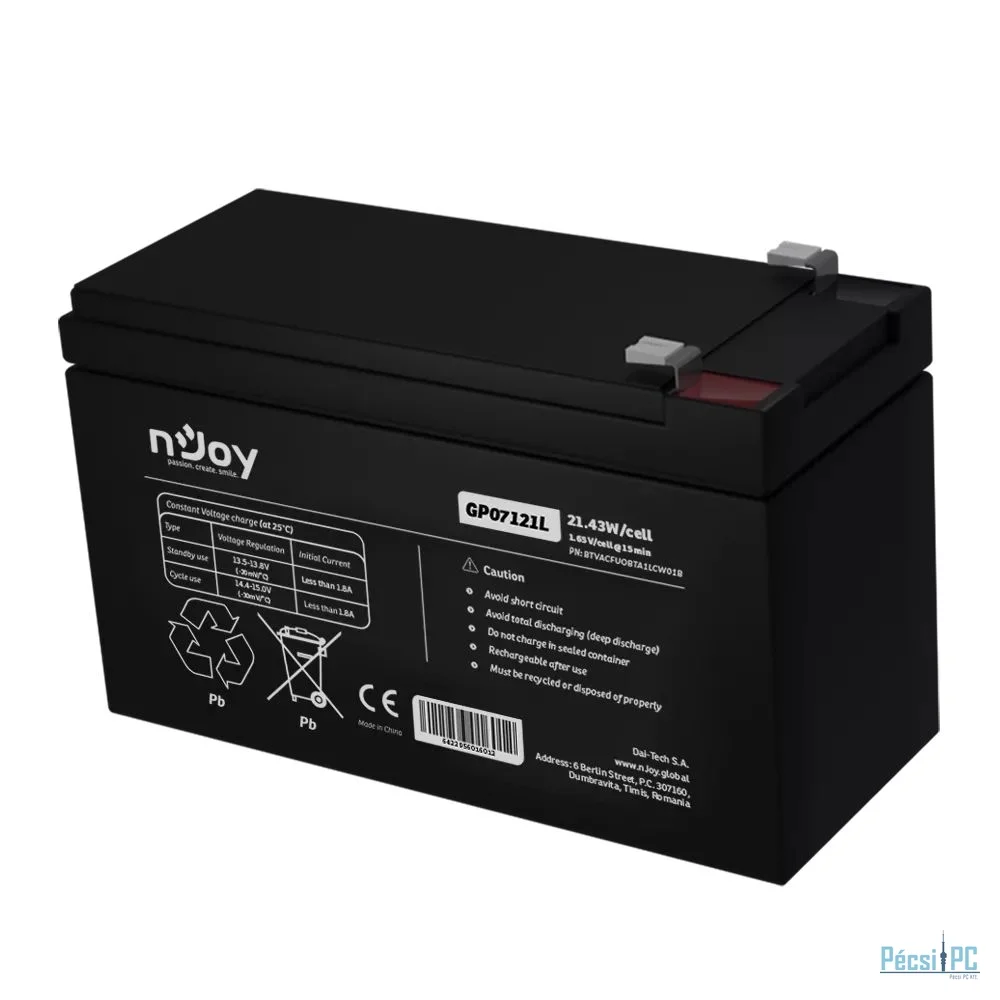 Njoy 12V/7Ah szünetmentes akkumulátor 1db/csomag
