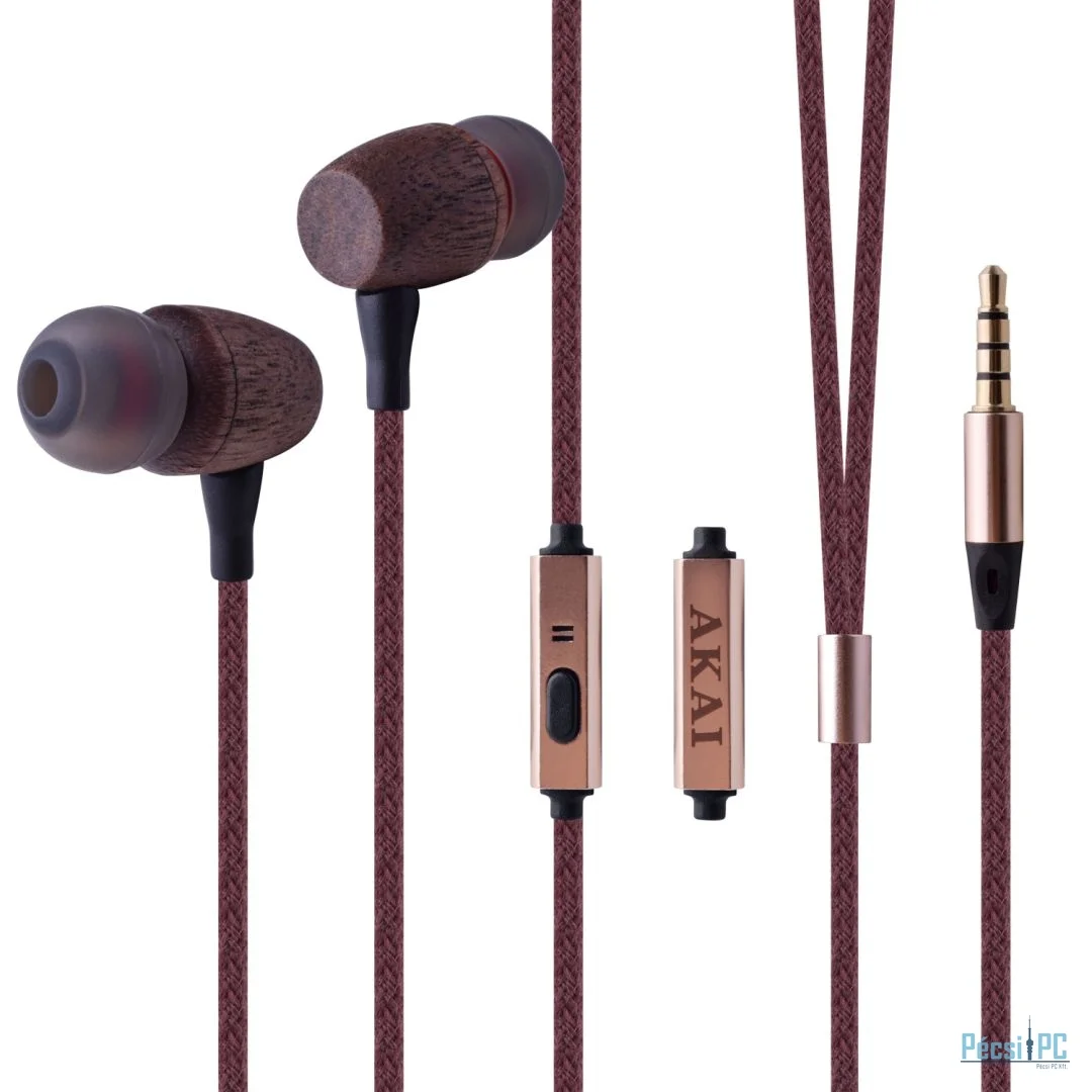 Akai Bamboo Wired Headset Wood