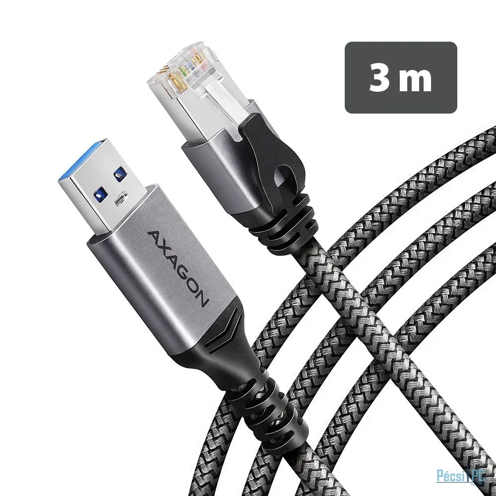 AXAGON ADE-AM30 USB-A Gigabit Ethernet adapter with integrated CAT6 RJ-45 network cable 3m Black