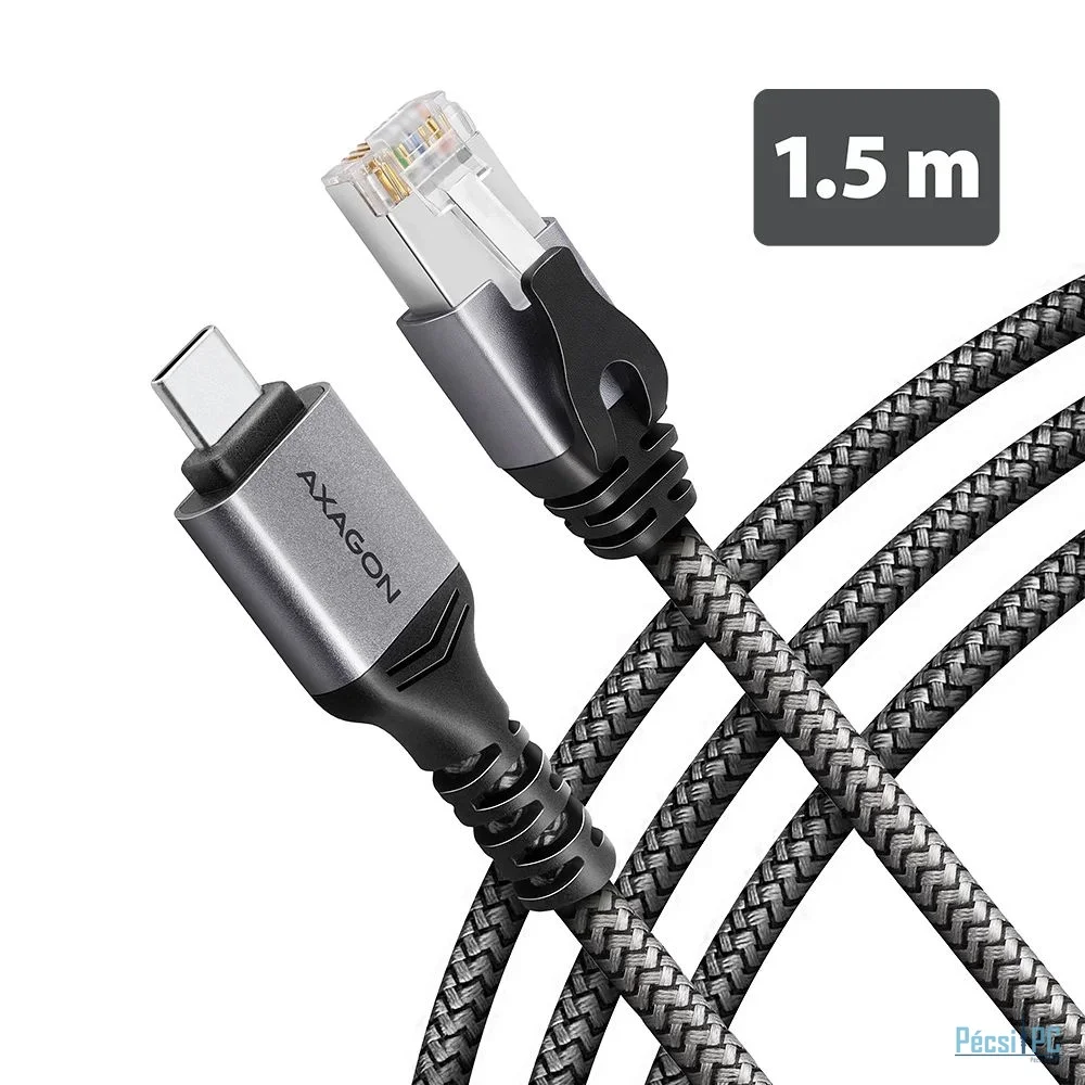 AXAGON ADE-CM15 USB-C Gigabit Ethernet adapter with integrated CAT6 RJ-45 network cable 1,5m Black