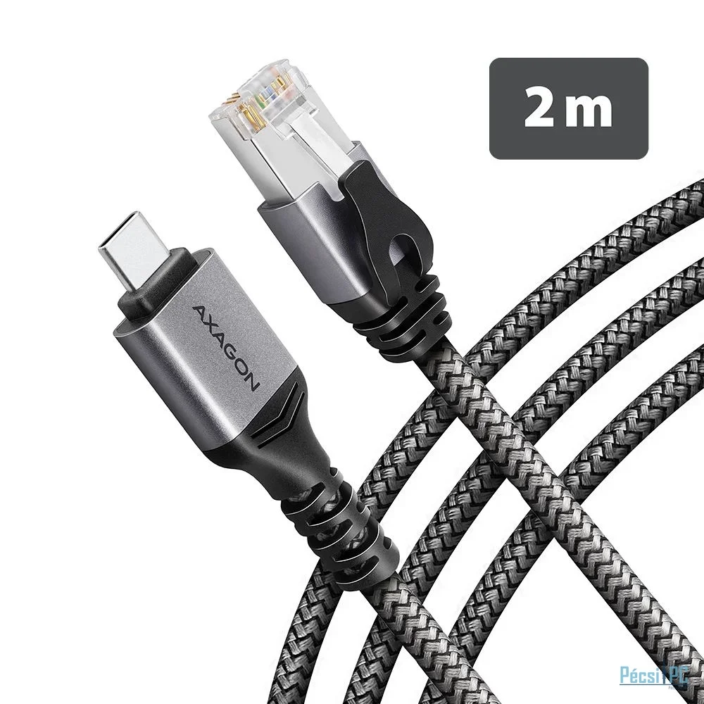 AXAGON ADE-CM20 USB-C Gigabit Ethernet adapter with integrated CAT6 RJ-45 network cable 2m Black