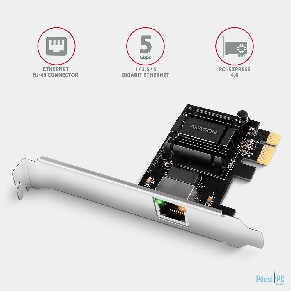 AXAGON PCEE-G50 PCIe Adapter 5 Gigabit Ethernet Realtek PXE w. SP & LP
