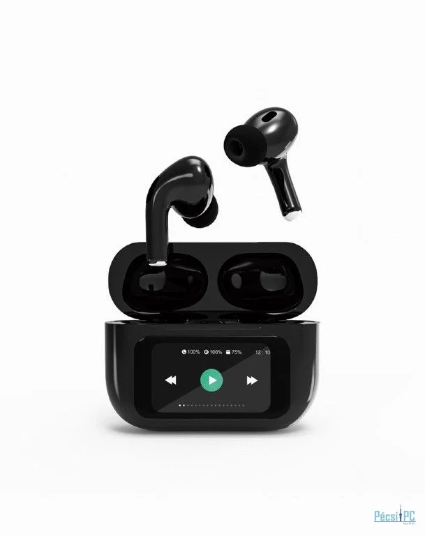 Gembird BT TWS in-ears with LCD display and Active Noise Cancelling Black