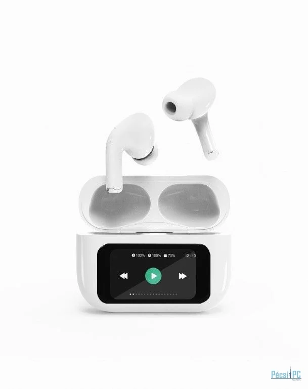 Gembird BT TWS in-ears with LCD display and Active Noise Cancelling White