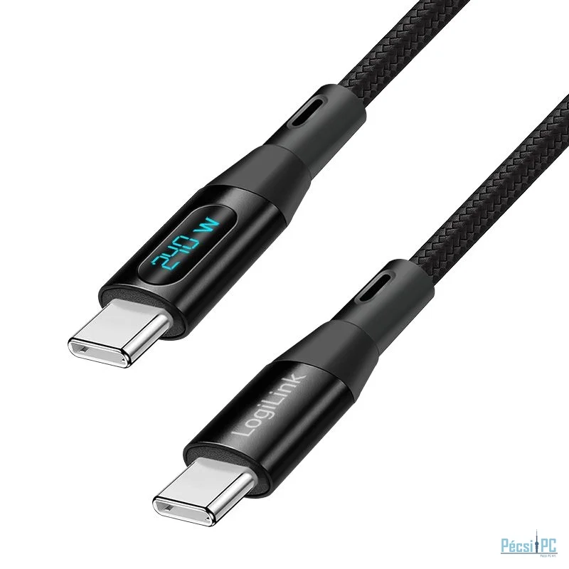 Logilink USB 2.0 Type-C cable C/M to C/M 240W with display 1m Black