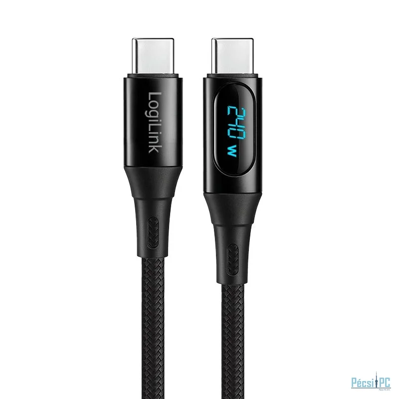 Logilink USB 2.0 Type-C cable C/M to C/M 240W with display 1m Black