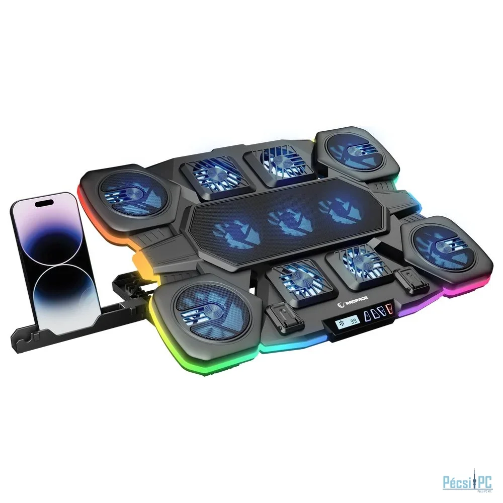 Rampage S50 Glacier RGB 11 Fan LCD Display Notebook Cooling Stand