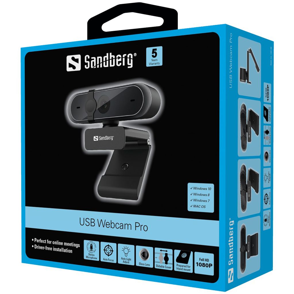 Sandberg USB Webcam Pro Full HD Webkamera Black