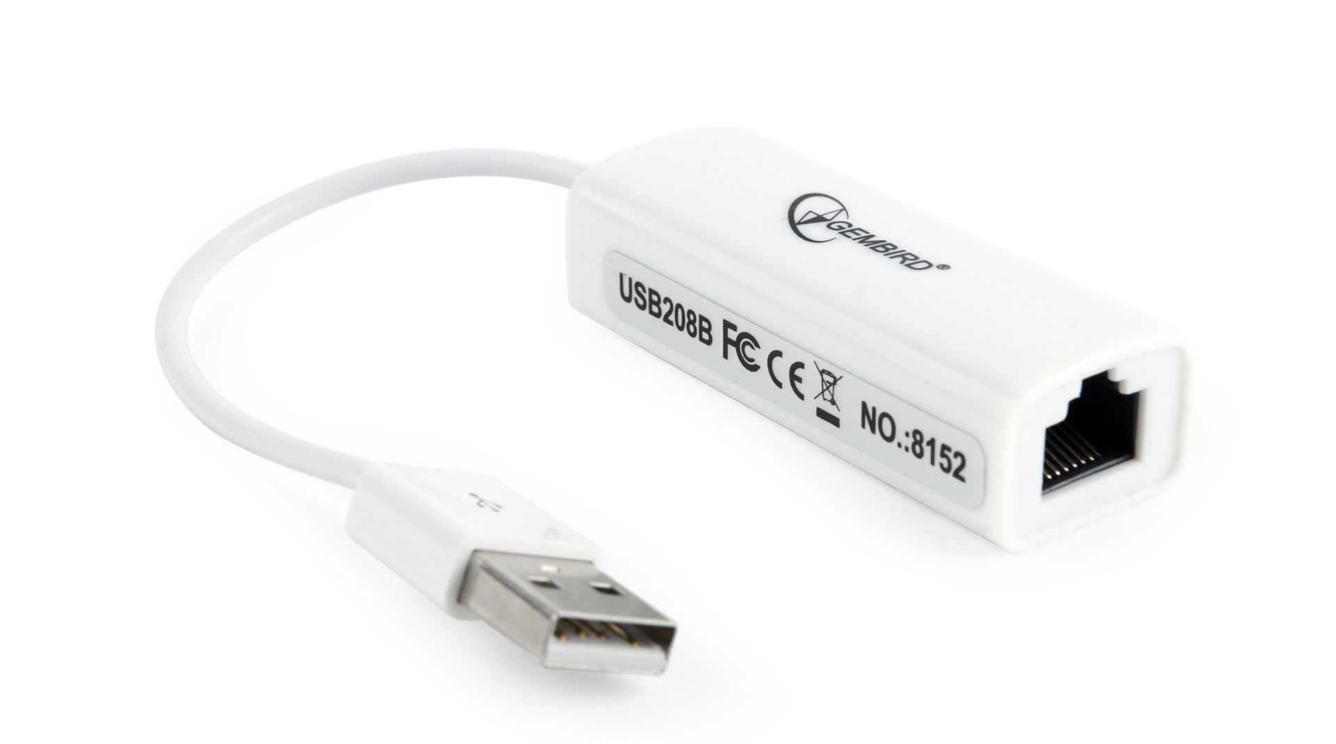 Gembird NIC-U2-02 USB2.0 LAN adapter White