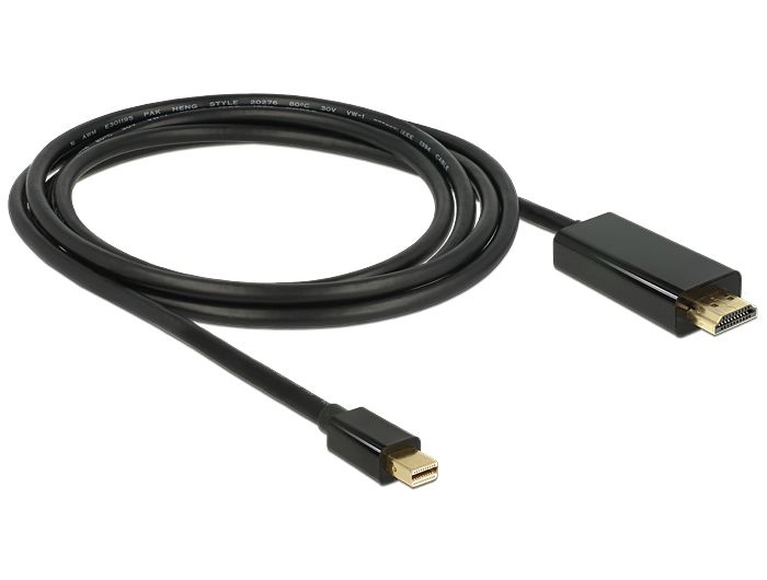 DeLock mini Displayport 1.1 male to HDMI male kábel 2m, Black