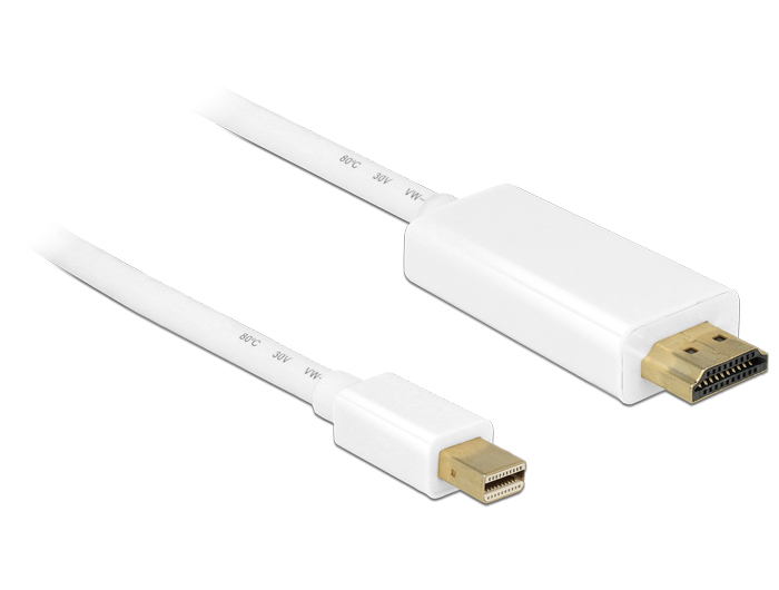 DeLock miniDisplayport 1.2 male to HDMI male 4K 2m White