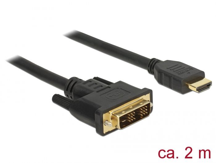 DeLock DVI-D (Single Link) male > HDMI-A male 2m black