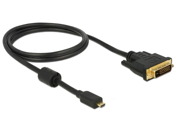 DeLock HDMI cable Micro-D male > DVI-D (Dual Link) male 1m