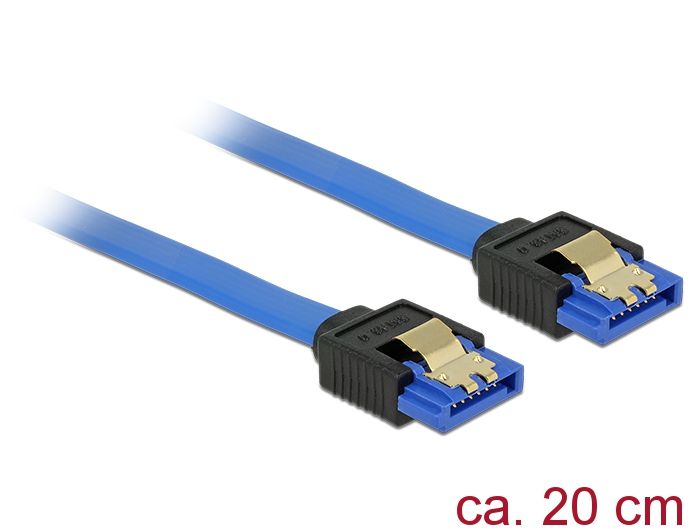 DeLock SATA 6 Gb/s receptacle straight > SATA receptacle straight 20 cm blue with gold clips Cable