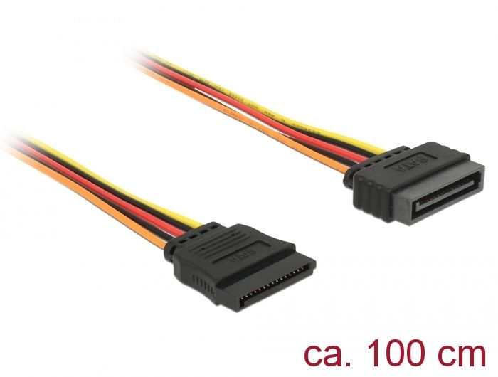 DeLock Extension Cable Power SATA 15 Pin male > SATA 15 Pin female 100cm