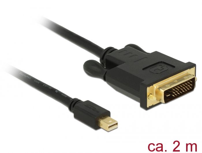 DeLock Mini Displayport 1.1 male > DVI-D (Single Link) male 2m