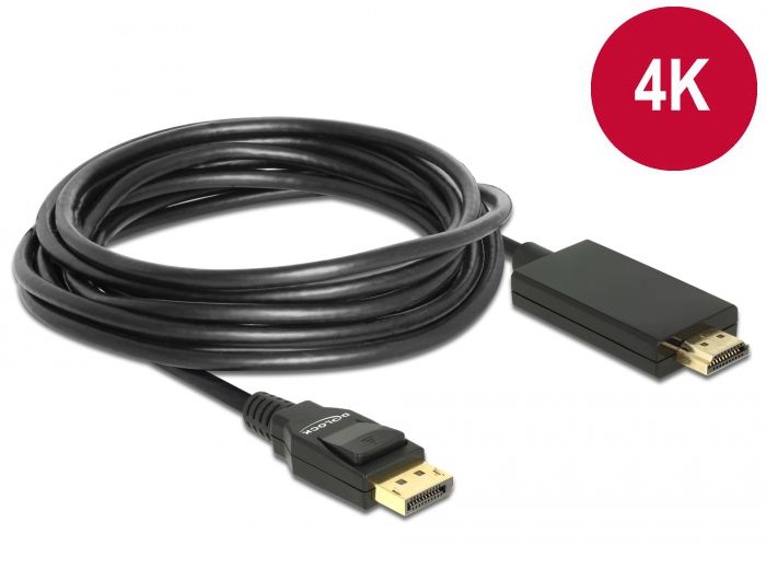 DeLock Displayport 1.2 male > High Speed HDMI-A male passive 4K 5m Black Cable