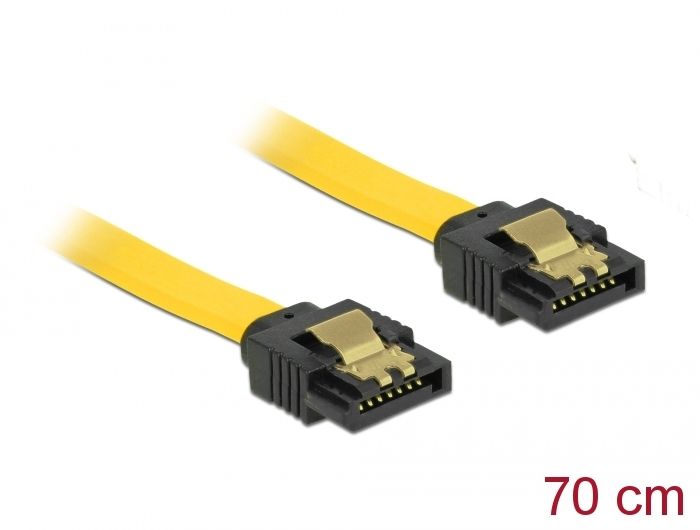 DeLock SATA 6 Gb/s male straight > SATA male straight 70 cm yellow metal Cable