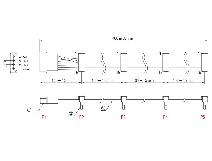 DeLock Power Molex 4 pin plug > 4x SATA 15 pin receptacle 40cm cable