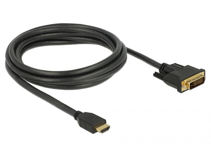 DeLock HDMI to DVI 24+1 cable bidirectional 2m Black