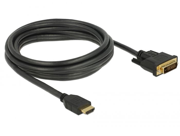 DeLock HDMI to DVI 24+1 cable bidirectional 3m Black