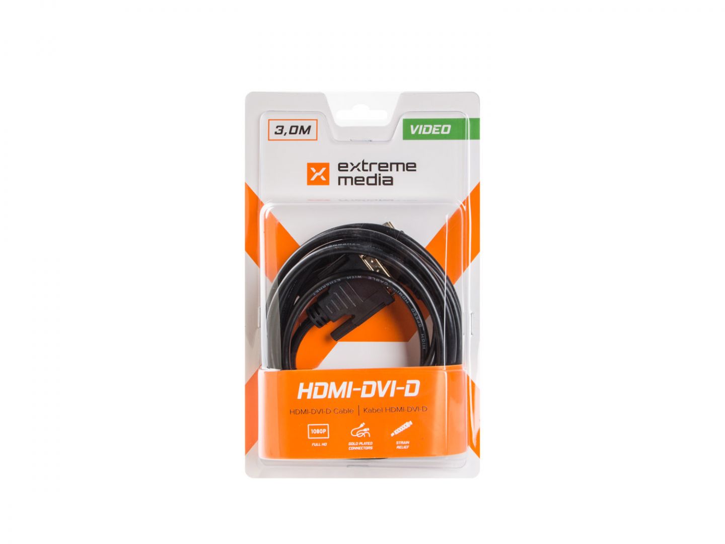 natec Extreme Media HDMI (M) -DVI-D (M) (18+1) Single Link cable 3m Black