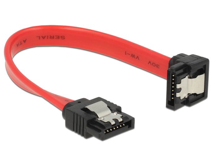 DeLock SATA 6 Gb/s male straight > SATA male downwards angled 10 cm red metal cable