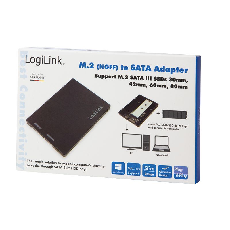 Logilink AD0019 M.2 SSD SSD to 2,5” SATA adapter Black