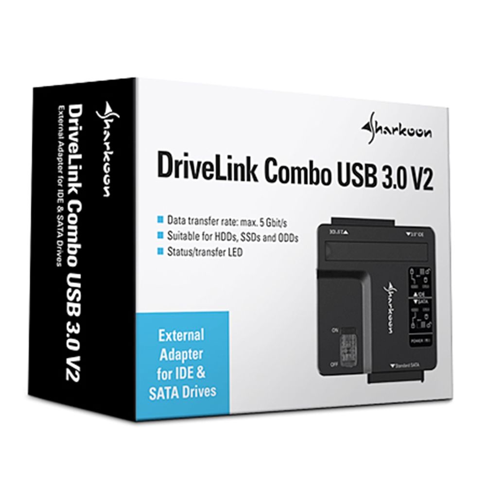 Sharkoon DriveLink Combo USB 3.0 V2 Dokkoló Adapter Black