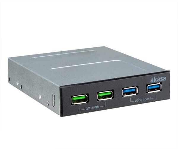 Akasa AK-ICR-34 4xPort USB Charger Panel with dual Quick Charge 3.0 and dual USB 3.1 Gen 1 Ports