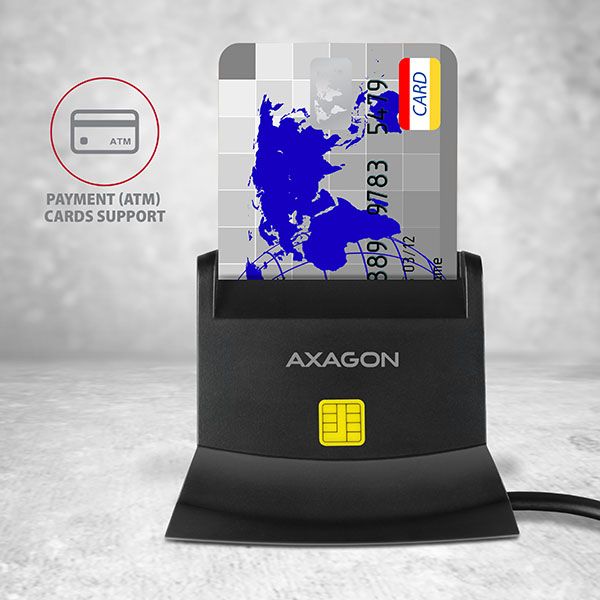 AXAGON CRE-SM2 USB Smart Card ID Card Reader & SD/microSD/SIM Card Reader