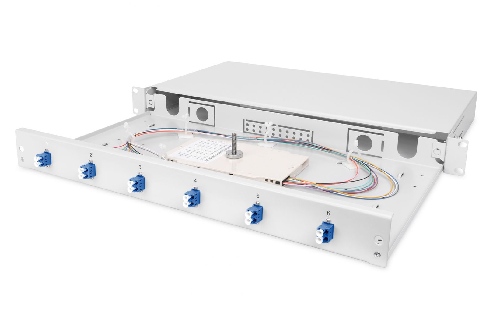 Digitus FO splice box, 1U, equipped, 6x LC DX, OS2