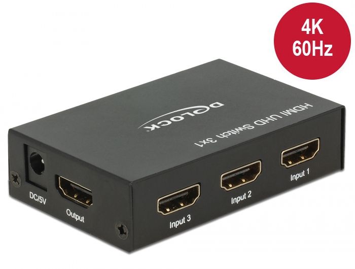 DeLock HDMI UHD Switch 3x HDMI in > 1x HDMI out 4K