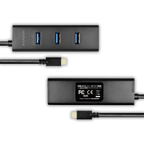 AXAGON HUE-S2C USB-C 3.1 Charging Hub Black