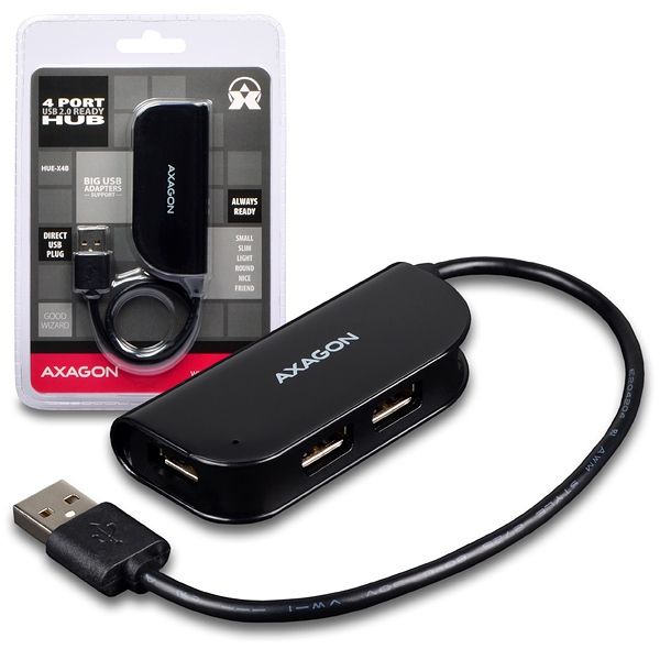 AXAGON HUE-X4B USB Ready Hub Black