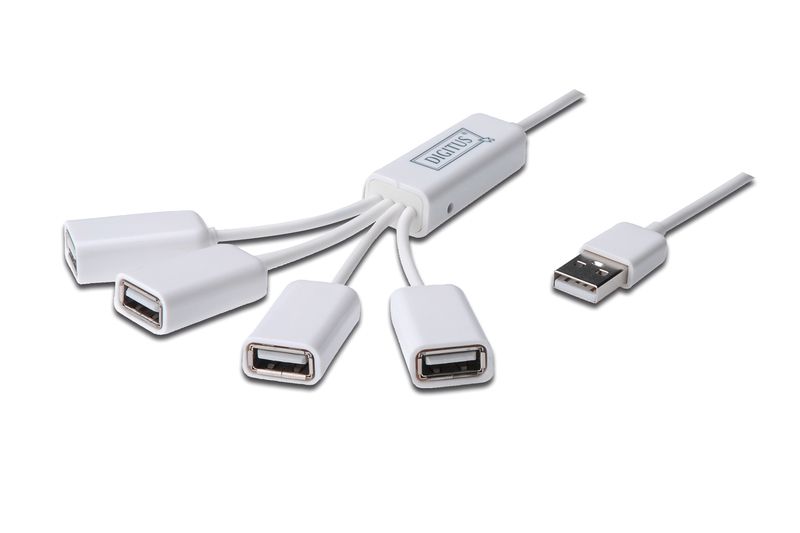 Digitus DA-70216 Slim Spider USB Hub 4-port White