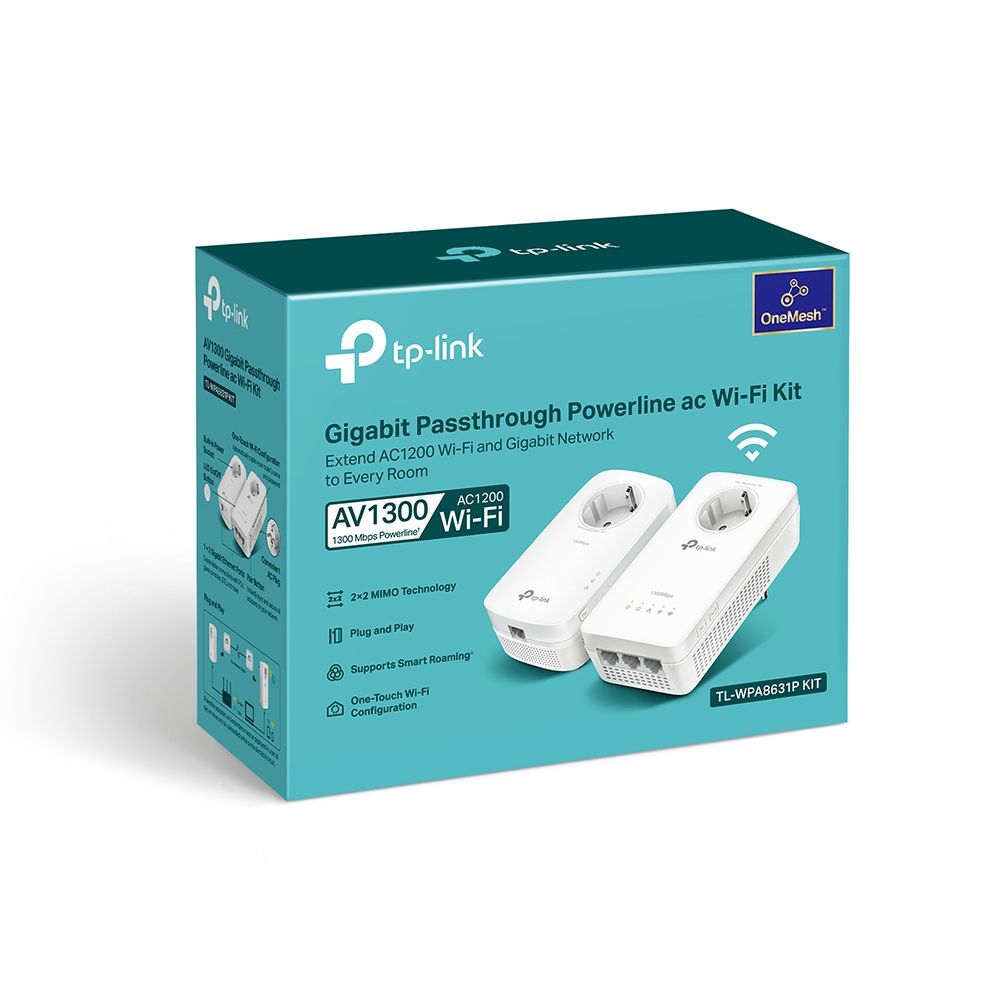 TP-Link TL-WPA8631PKIT AV1300 Gigabit Passthrough Powerline ac Wi-Fi Ki (2db)