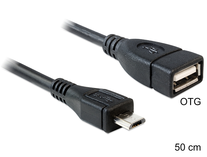 DeLock Cable USB micro-B male > USB 2.0-A female OTG 50cm