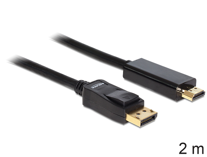 DeLock Cable Displayport 1.1 male > High Speed HDMI-A male passive 2m Black