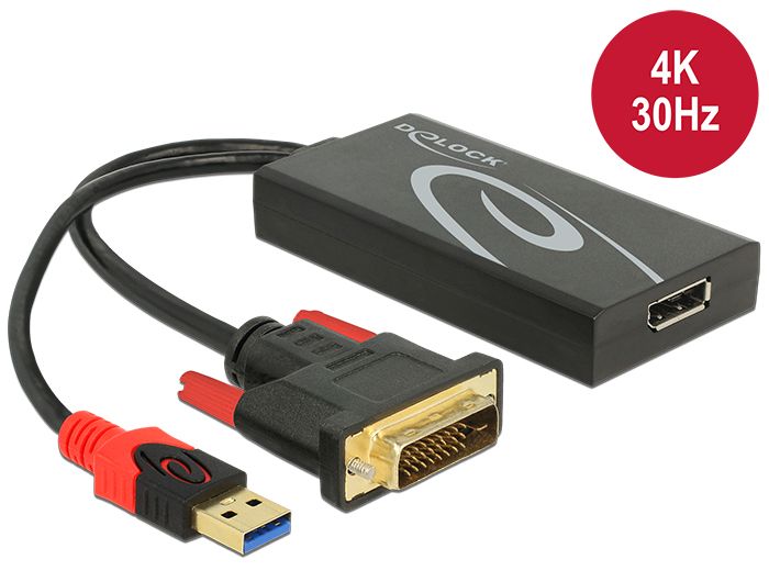 DeLock DVI-D (Dual Link) male > Displayport 1.2 female Adapter Black