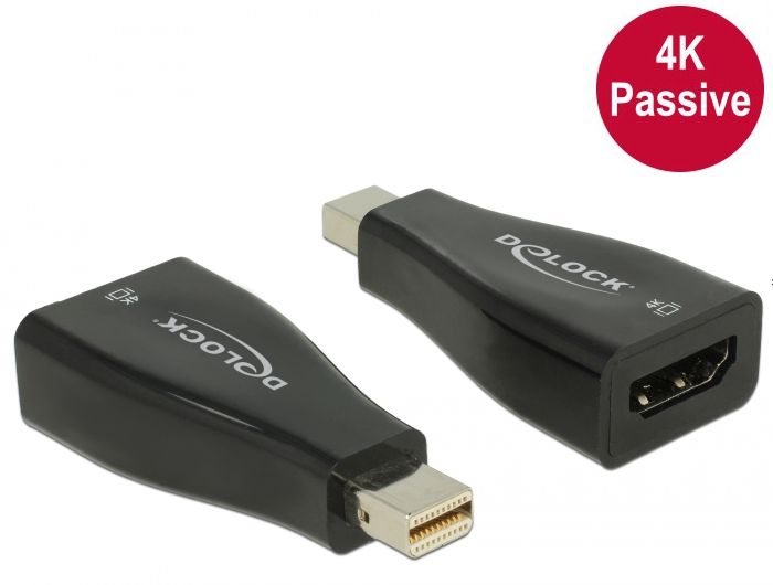 DeLock Mini Displayport 1.2 male > HDMI female 4K Passive Adapter Black