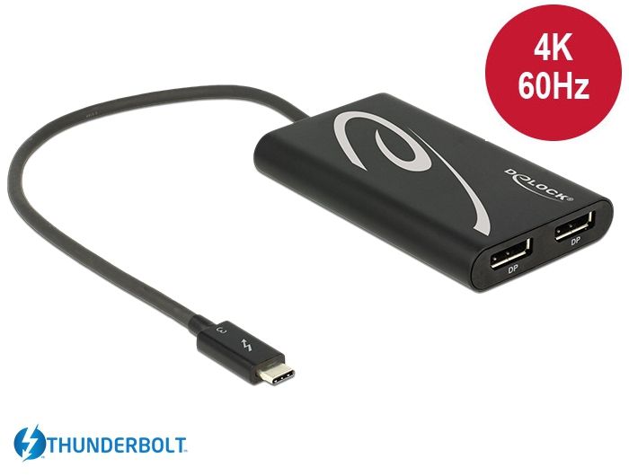 DeLock Adapter Thunderbolt 3 male > 2x DisplayPort female 4K 60Hz